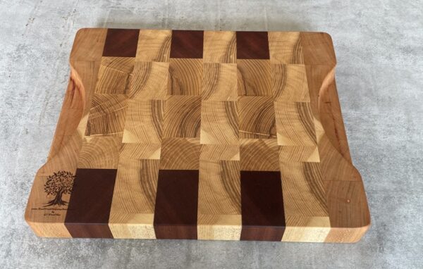 Ash, Cherry And Sapele End Grain Chopping Board - Image 7