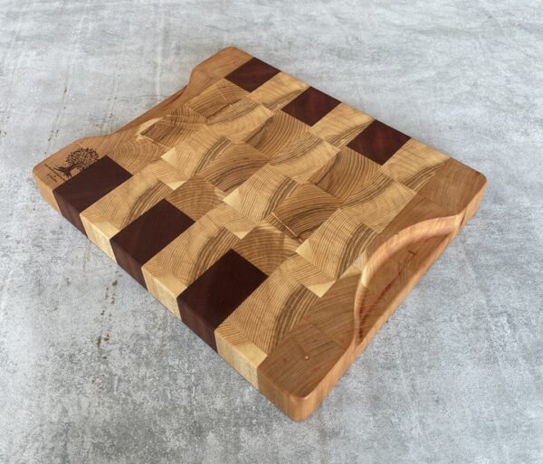 Ash, Cherry And Sapele End Grain Chopping Board - Image 8