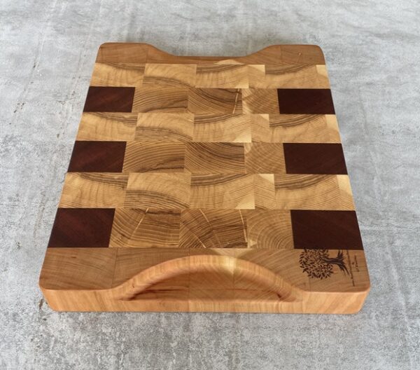 Ash, Cherry And Sapele End Grain Chopping Board - Image 9