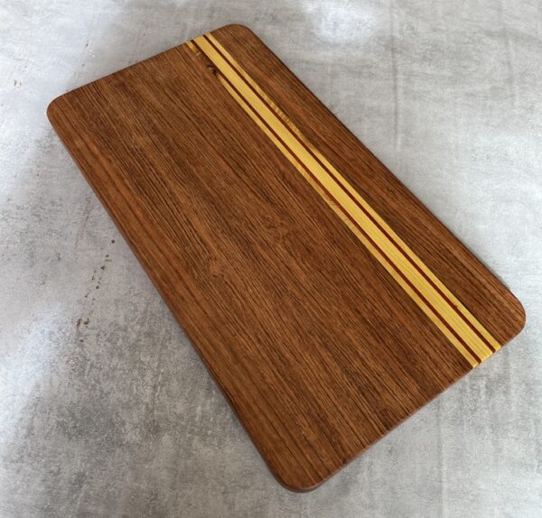 Jatoba and Osage Orange Serving Board with Padauk Highlighted Strips