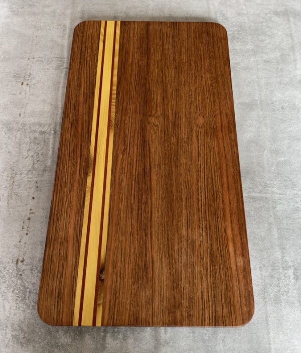 Jatoba and Osage Orange Serving Board with Padauk Highlighted Strips - Image 3