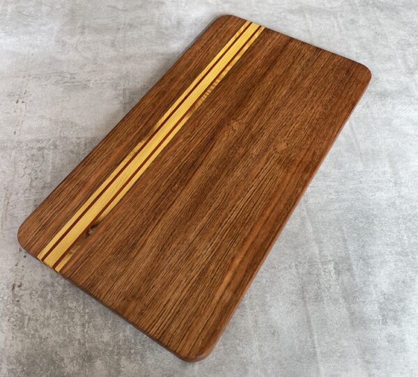 Jatoba and Osage Orange Serving Board with Padauk Highlighted Strips - Image 4
