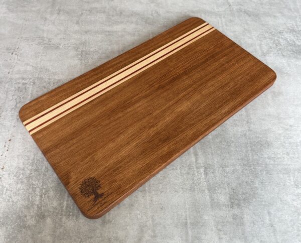 Jatoba and Maple Serving Board with Padauk Highlighted Strips - Image 9