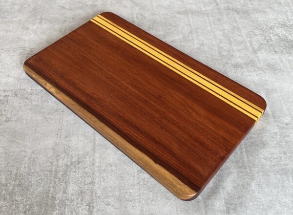 Pau Rosa and Osage Orange Serving Board with Padauk Highlighted Strips