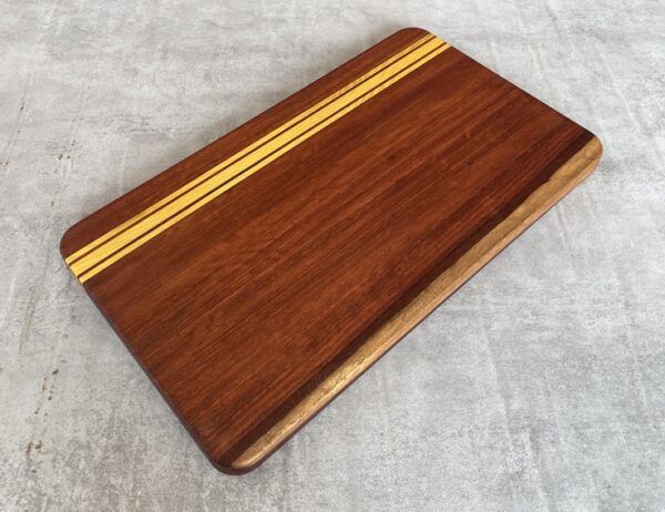 Pau Rosa and Osage Orange Serving Board with Padauk Highlighted Strips - Image 4