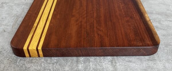 Pau Rosa and Osage Orange Serving Board with Padauk Highlighted Strips - Image 5