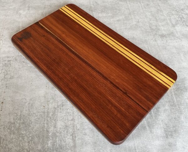 Pau Rosa and Osage Orange Serving Board with Padauk Highlighted Strips - Image 7