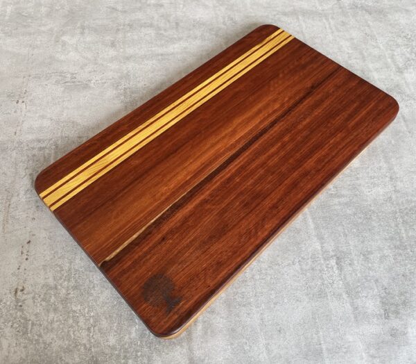 Pau Rosa and Osage Orange Serving Board with Padauk Highlighted Strips - Image 9
