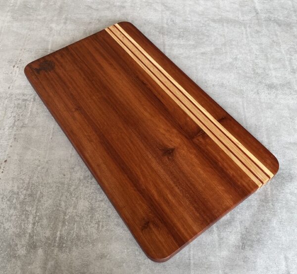 Pau Rosa and American White Oak Serving Board with Padauk Highlighted Strips - Image 7