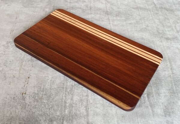 Pau Rosa and Maple Serving Board with Padauk Highlighted Strips