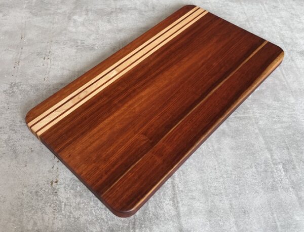 Pau Rosa and Maple Serving Board with Padauk Highlighted Strips - Image 4