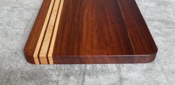 Pau Rosa and Maple Serving Board with Padauk Highlighted Strips - Image 5