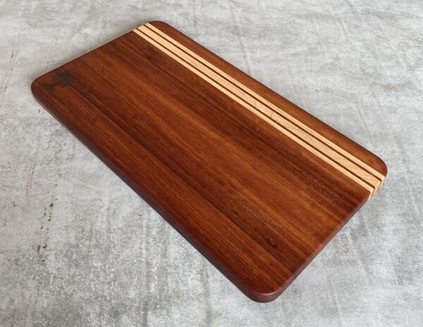 Pau Rosa and Maple Serving Board with Padauk Highlighted Strips - Image 7
