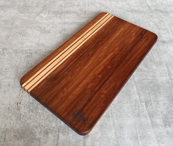 Pau Rosa and Maple Serving Board with Padauk Highlighted Strips - Image 9