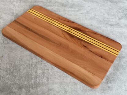 Pearwood and Osage Orange Serving Board with Padauk Highlighted Strips
