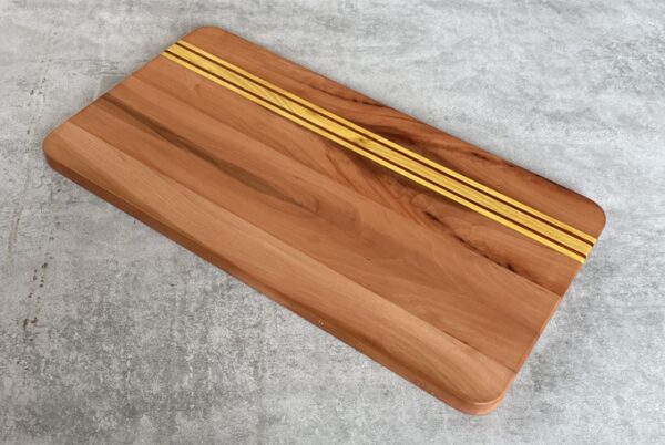 Pearwood and Osage Orange Serving Board with Padauk Highlighted Strips