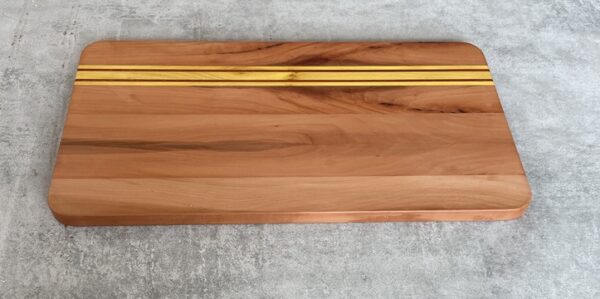 Pearwood and Osage Orange Serving Board with Padauk Highlighted Strips - Image 2