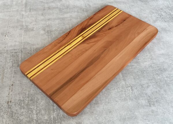 Pearwood and Osage Orange Serving Board with Padauk Highlighted Strips - Image 4
