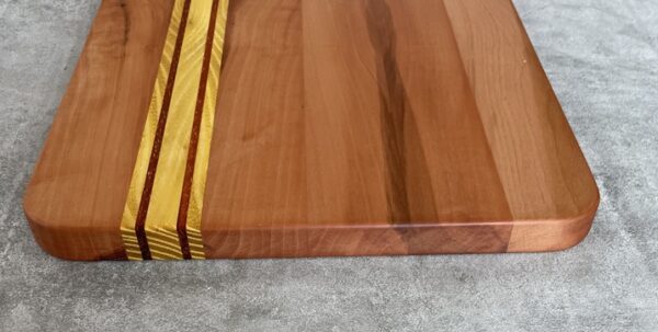 Pearwood and Osage Orange Serving Board with Padauk Highlighted Strips - Image 5