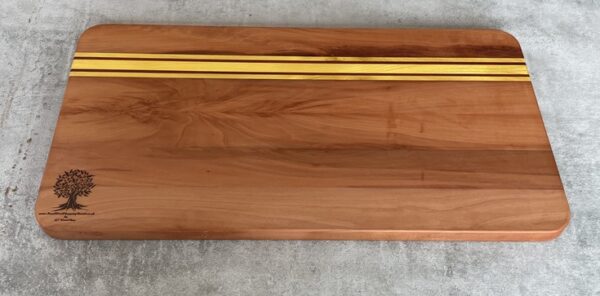 Pearwood and Osage Orange Serving Board with Padauk Highlighted Strips - Image 6