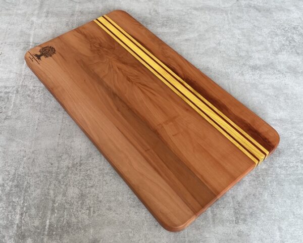 Pearwood and Osage Orange Serving Board with Padauk Highlighted Strips - Image 7
