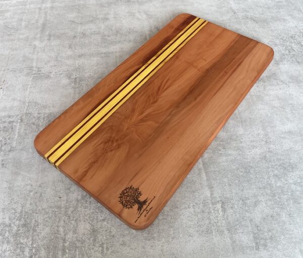 Pearwood and Osage Orange Serving Board with Padauk Highlighted Strips - Image 9