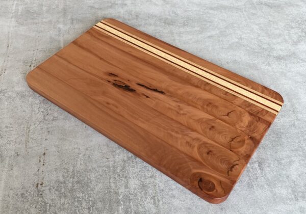 Pearwood and American White Oak Serving Board with Padauk Highlighted Strips