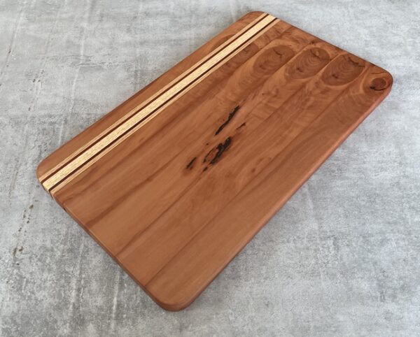 Pearwood and American White Oak Serving Board with Padauk Highlighted Strips - Image 4