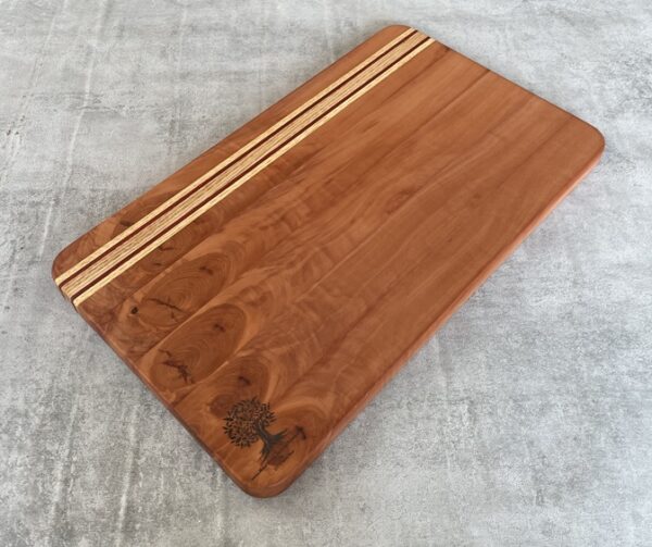 Pearwood and American White Oak Serving Board with Padauk Highlighted Strips - Image 9