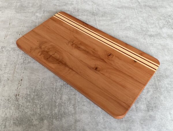 Pearwood and Maple Serving Board with Padauk Highlighted Strips