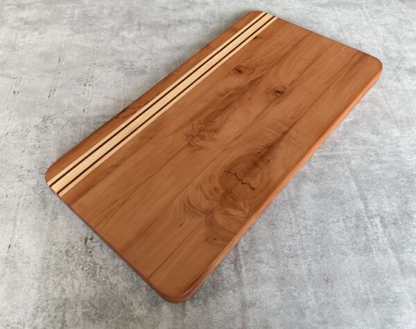 Pearwood and Maple Serving Board with Padauk Highlighted Strips - Image 4