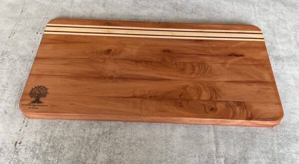 Pearwood and Maple Serving Board with Padauk Highlighted Strips - Image 6