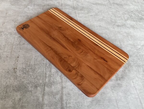 Pearwood and Maple Serving Board with Padauk Highlighted Strips - Image 7
