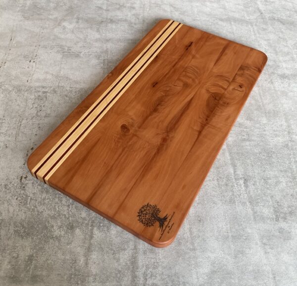 Pearwood and Maple Serving Board with Padauk Highlighted Strips - Image 9